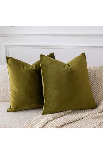 Generic JUSPURBET Olive Green Velvet Throw Pillow Covers 16x16 Inches Set of ...