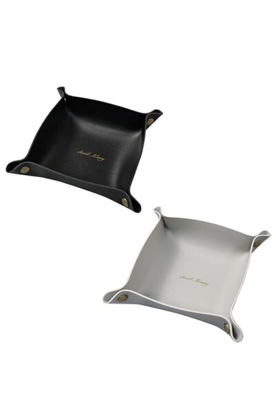 Generic 2 Pack Leather Valet Tray, Folding Jewelry Cosmetic Key Coin Phone Wa...