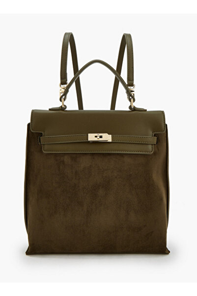Celeste Textured Suede Backpack with Twist Lock Closure