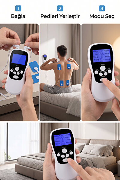 DEMPOWER 4 Elektrot Pedli 8 Modlu Zaman Ayarlı Şarjlı Dijital TENS EMS Vücut Masaj Cihazı