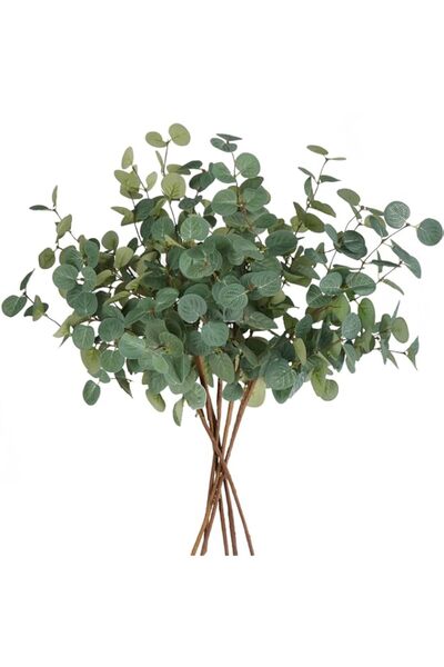 Generic Beferr 6Pcs Artificial Eucalyptus Stems Greenery Stems 24" Tall Fake ...