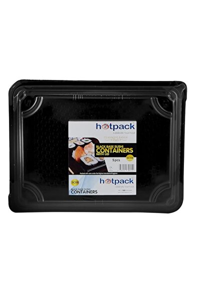 Generic Hotpack Disposable Black Base Sushi Container with Lid (SC08B), L-275...