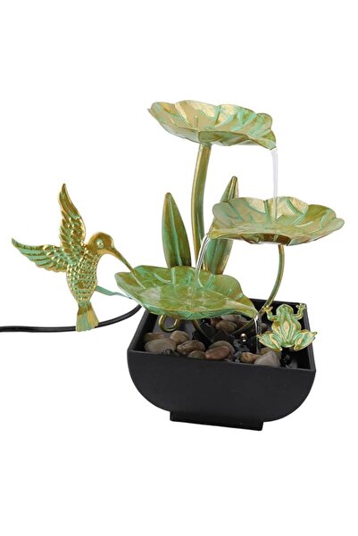 Generic Brand Indoor Tabletop Tiered Water Fountain, Usb Iron Bird Lotus Leaf...