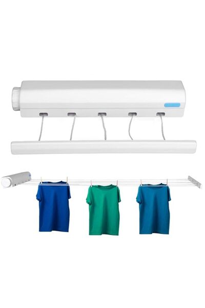 Generic X spring Telescopic Clothesline, Blue Wall Mounted Drying Line, Retra...