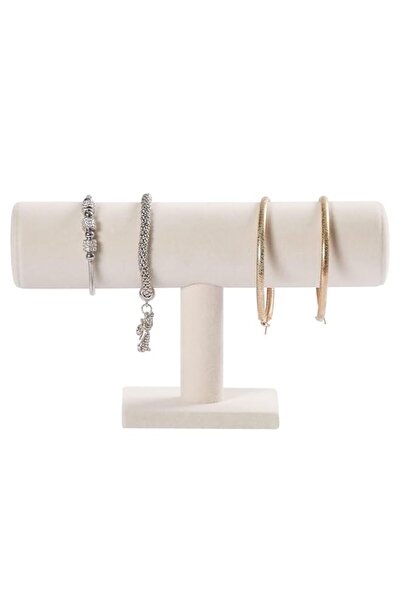 Generic Elegant T-Bar Jewelry Display Stand, White Velvet Bracelet Holder, 9 ...