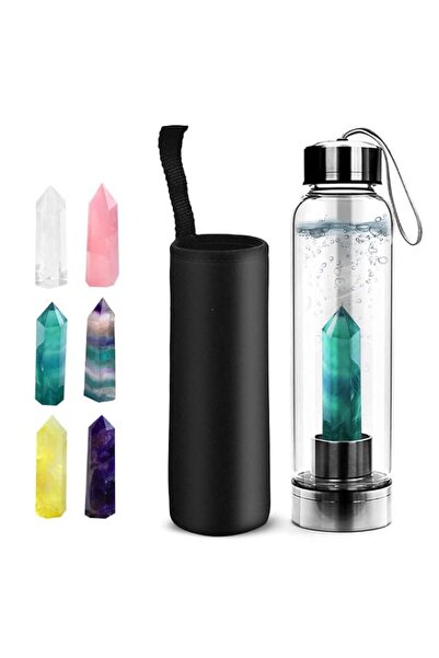 Generic Brand JHuuu Crystal Water Bottle, Removable Natural Crystal Quartz Gl...