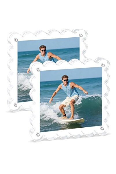 Generic Brand 5×5 Acrylic Picture Frame 2 Pack, 20% Thicker Clear Magnetic Pi...