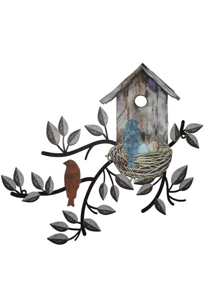 Generic Metal Wall Art Decor, Artistic Tree and Bird Design, Durable Brown Le...