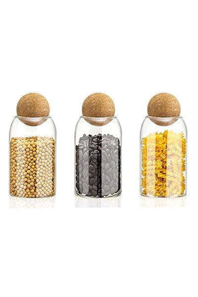 Generic TAPIT Glass Jar with Ball Cork Lid, Glass Canister with Wood Lid, Sto...