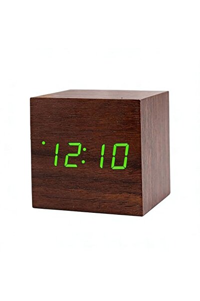 Generic Brand HALAMODO Wood Cube Voice Control Alarm Clock Digital Clock Orna...