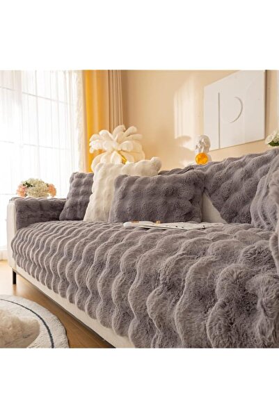 Generic Thick Rabbit Plush Sofa Covers 1 2 3 Seater, Non-Slip Sofa Slipcovers...