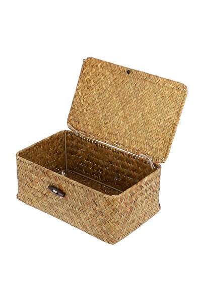 Generic Hipiwe Wicker Shelf Baskets Bin with Lid, Handwoven Seagrass Basket S...
