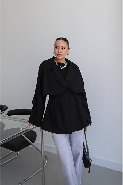 Havoş Black Alyssa Belted Trench Coat