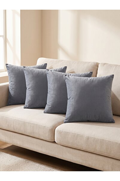 ELİTE COLLECTİON Set of 4 Velvet Cushion Covers 45X45 cm - Velvet Fabric Deco...