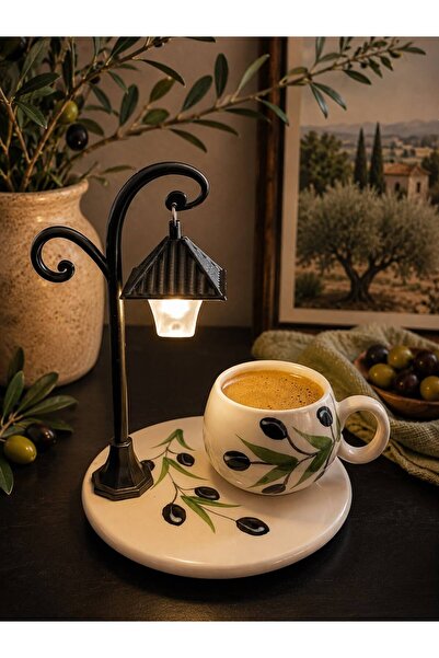 seramiker Olive Branch Turkish Coffee Cup with Lamp