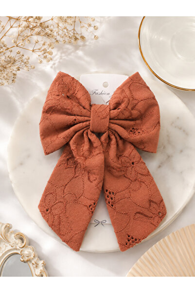 İnDerin Scalloped Fabric Bow with Automatic Buckle Large Size