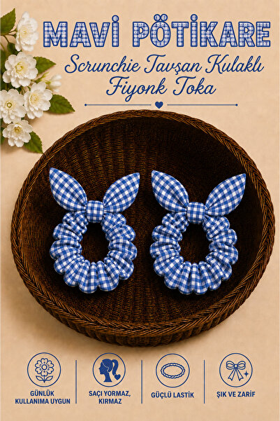 Hophera Pötikare Scrunchie Rabbit Ear Bow Hair Clip Strong Elastic Hair Clip ...