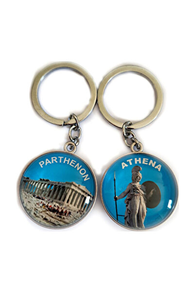 Bestgifts Γυάλινο μπρελόκ διπλής όψης Παρθενώνας-Αθηνά