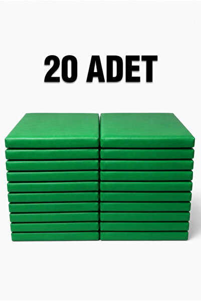 ANAOKULU MİNDERİ 40x40X5CM YEŞİL RENKLİ DERİ ÇOCUK OYUN VE KREŞ EĞİTİM 20'li MİNDER SETİ