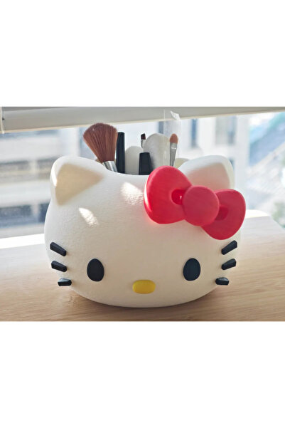 Hello Kitty Tasarım Makyaj Fırçalığı ve Kalemlik - Büyük Boy Dekoratif Masa Düzenleyici