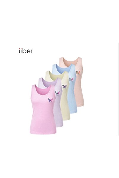 Jiber Thick Strapped Cotton Comfortable Butterfly Girls' Undershirts 5-Piece ...
