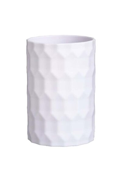 OEM White Round Plastic Toothbrush Holder with Patterned 7x11.3cm