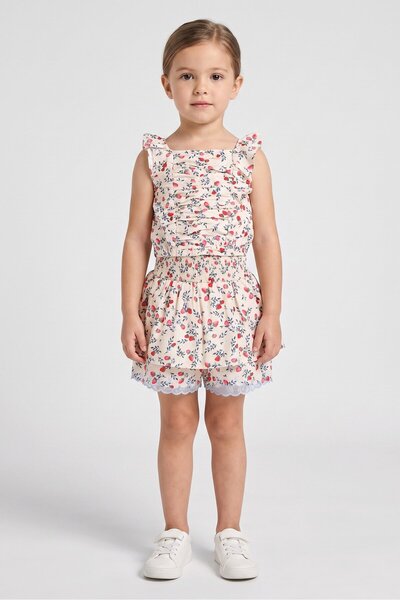 NANETTE LEPORE Toddlers Girl 2 Pcs Floral Print Top And Skort Set, Multicolor