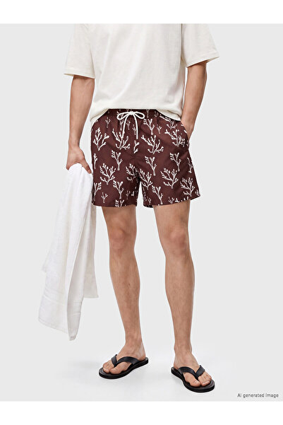 LC Waikiki Trendlucky Men's Short Length Patterned Swim Shorts with Differenc...