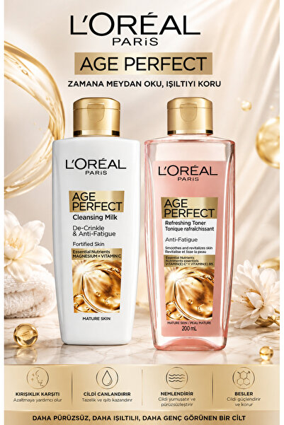 L'Oreal Paris Age Perfect Temizleme Sütü 200 Ml Ve Tonik 200 Ml 2’li Set