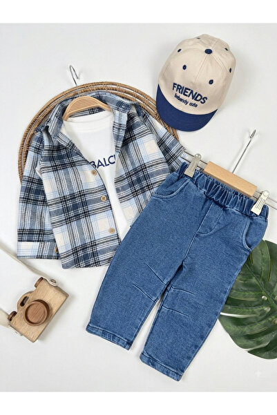 bebendy baby&kids Lumberjack Shirt, Hat, Badge, Lycra Jean Pants, 4-Piece Bab...