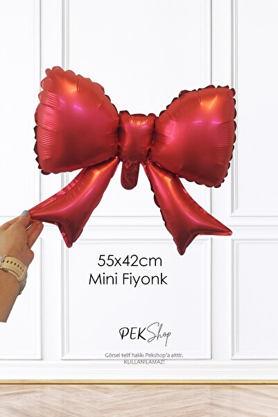 PEKSHOP Mini Kırmızı Fiyonk Folyo Balon 40x50