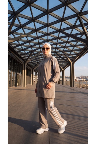 MİMİ Luxury Wear Set de trening pentru femei, cu dungi laterale, cu fermoar, ...