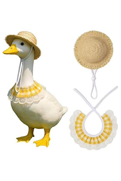 Generic Porch Goose Summer Outfit, Yellow Plaid Clothes with Bib and Hat for ...