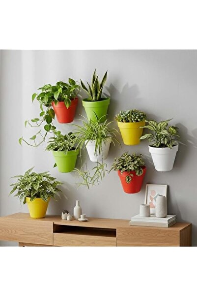 Generic Go Hooked Multicolor Plastic Wall Hanging Pot Set – 8 Hanging Planter...
