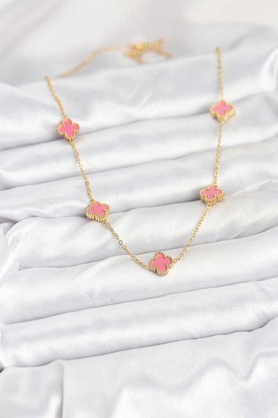 online kapsulavm avm alışveriş 316L Steel Chain Gold Color Pink Baby Boy Clov...