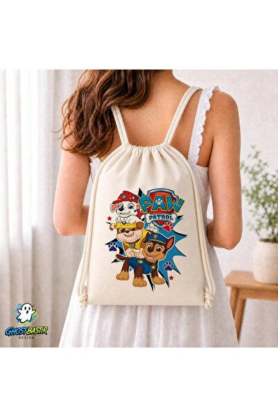 Ghostbastır Design Paw Patrol Drawstring Linen Bag C219