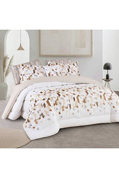 Alhabib bedding طقم غطاء لحاف ساليرنو صيفي مزدوج أبيض و بيج متعدد الألوان بدو...