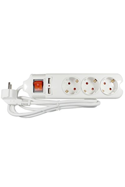 OEM Πολύπριζο Lohuis 3 θέσεων + 2 x USB, 1.5 μ., 3500 W, 3 x 1.5 mm², προστασ...