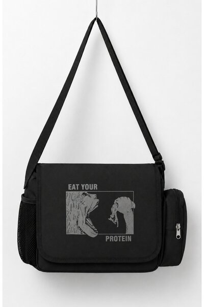 Fuddy Moda Geantă unisex Attack On Titan Eat Your Protein cu imprimeu anime