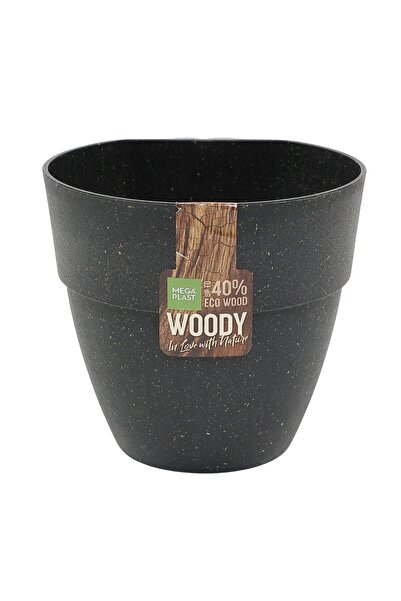 OEM Ghiveci din plastic Woody Gardena, pentru balustrada, negru, D 15 cm