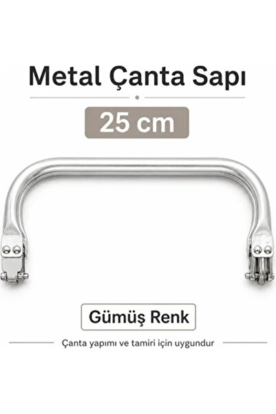 velanee 25 cm Metal Gizli Burs Çanta Sapı – Gümüş Renk