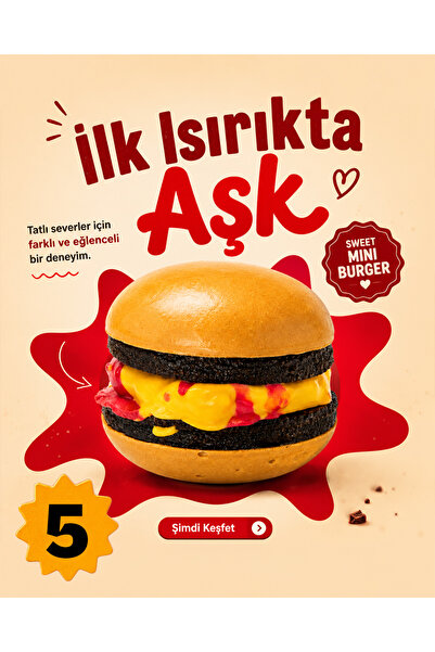 Delighty Şokburger Mini Burger Kek 26 G – Çikolata Aromalı, Vanilya Kremalı v...