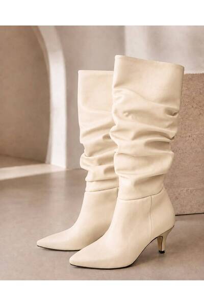 İncimoda Livamod Women's Bellows Boots Pointed Toe Thin Heeled Below the Knee...