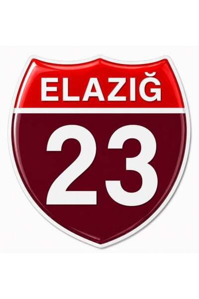 Redline Grafik Redlinegrafik Elazığ 23Plaka Kodlu 3D Kabartmalı Araç 1 Adet Sticker Etiket bordo beyaz Renk