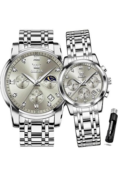 OLEVS Luminous Quartz Couple Watches for Lovers Calendar Window Waterproof 3A...
