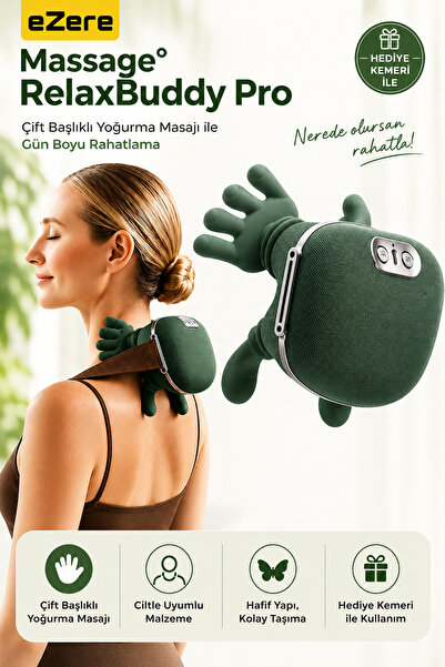 EZERE RelaxBuddy Pro Ovmalı,Isıtıcılı İnsan Eli Şeklinde Şarjlı Boyun Masaj A...