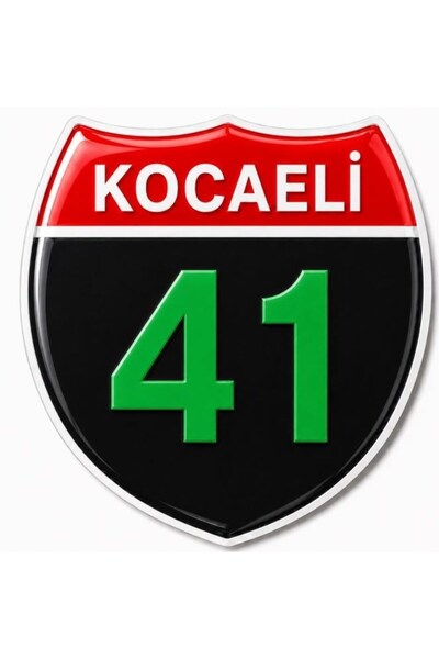 Redline Grafik Redlinegrafik Kocaeli 41Plaka Kodlu 3D Kabartmalı Araç 1 Adet Sticker Etiket yeşil siyah Renk