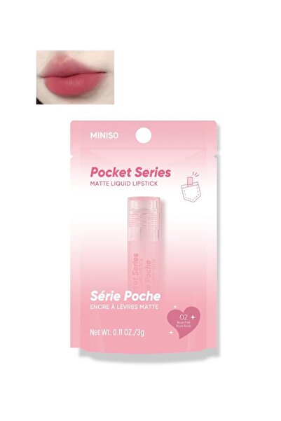 Miniso Lisanslı Pocket Serisi Mat Likit Ruj 02 Gül Pembesi – Zarif ve Belirgi...