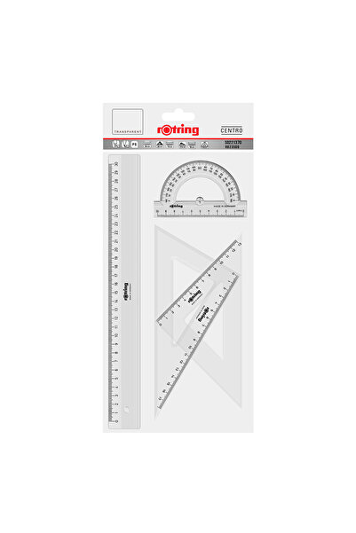 Rotring Set geometrie 4 piese echer 45/20 echer 60/23 raportor 180 rigla