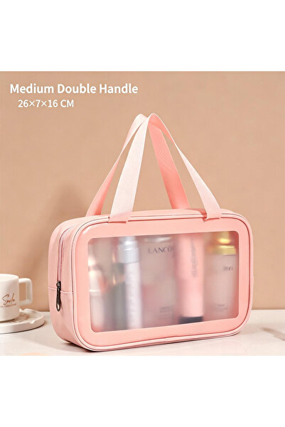 Generic Brand 1pc Large‑Capacity Toiletry Bag, Semi‑Transparent Frosted Porta...